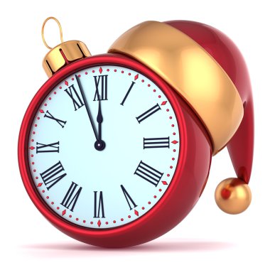 mutlu yeni yıl çalar saat countdown önemsiz şey Noel top süsleme dekorasyon santa şapka simgesi