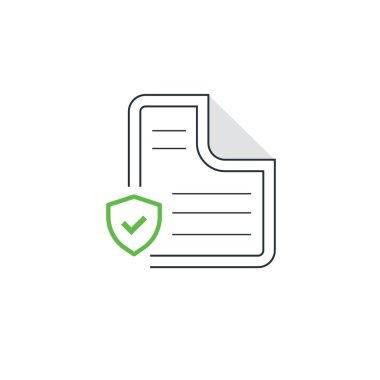 Belge Koruma Simgesi. Hisse Vektörü illüstrasyonu beyaz arkaplanda izole edildi.