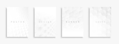 Vektör ışığı soyut çağdaş şablon koleksiyonu, pankartlar, broşürler, afişler, el ilanları, arka planlar. Beyaz fütürist kapaklar. 3D şekilli ve vizyon perspektifli yaratıcı tasarım