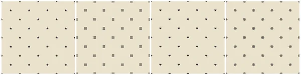 Conjunto de patrones simples sin costura con símbolos. Fondos geométricos minimalistas beige — Archivo Imágenes Vectoriales
