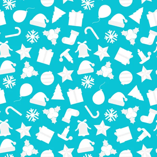 Weihnachten nahtlose Vektormuster. Vector Urlaub blauer Hintergrund mit Xmas-Elementen. Kann als Geschenkpapier, festliche Dekoration, Tapete usw. verwendet werden — Stockvektor