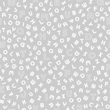 Latince harfli basit, pürüzsüz alfabe kalıbı. Gri yinelenebilir minimalist arkaplan
