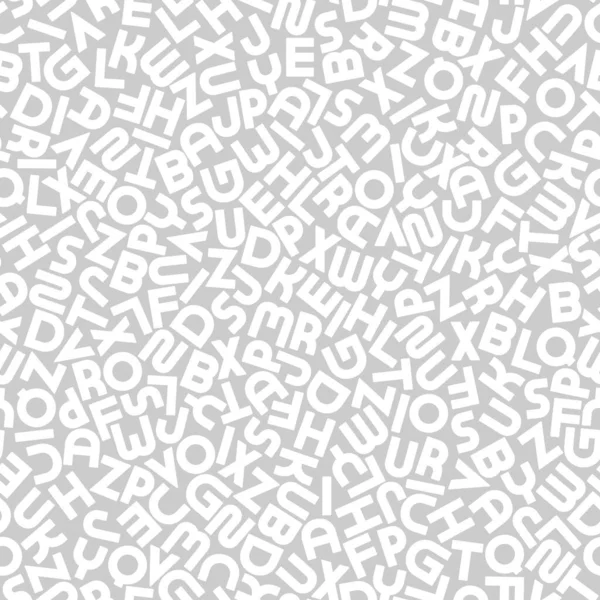 Vektornahtloses Alphabet-Muster mit lateinischen Mosaiken. Weißes und graues Modedesign - wiederholbarer trendiger Hintergrund — Stockvektor