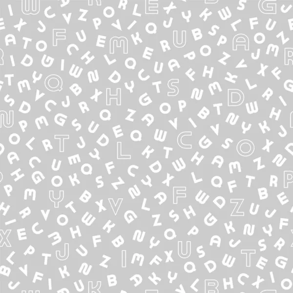 Modèle d'alphabet simple vectoriel sans couture avec des lettres latines. Fond minimaliste répétable gris — Image vectorielle