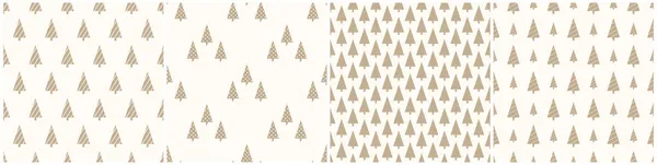 Uppsättning jul sömlösa mönster. Semester ändlösa bakgrunder - minimalistisk gulddesign. Enkla firande avtryck. Kan användas som omslagspapper, textilöverdrag, tapeter m.m. — Stock vektor