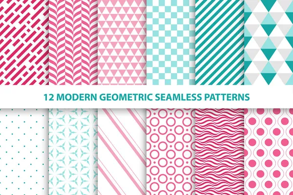 明るい現代的なシームレスなカラフルな幾何学模様のコレクション。ベクトル無限のファッションの背景 — ストックベクタ