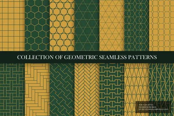 Collection of seamless ornamental vector patterns. Geometric oriental design - endless backgrounds. Color elegant prints. You can find repeatable design in swatches panel — Stock Vector