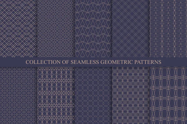 Verzameling van naadloze ornamentele vector patronen. Geometrische oosterse vormgeving. Herhaaldelijk elegante achtergronden — Stockvector