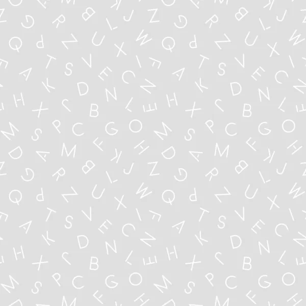 Vektor einfaches, nahtloses Alphabet-Muster mit lateinischen Buchstaben. Grauer, minimalistischer Hintergrund — Stockvektor