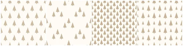 Uppsättning jul sömlösa mönster. Semester ändlösa bakgrunder - minimalistisk gulddesign. Enkla firande avtryck. Kan användas som omslagspapper, textilöverdrag, tapeter m.m. — Stock vektor