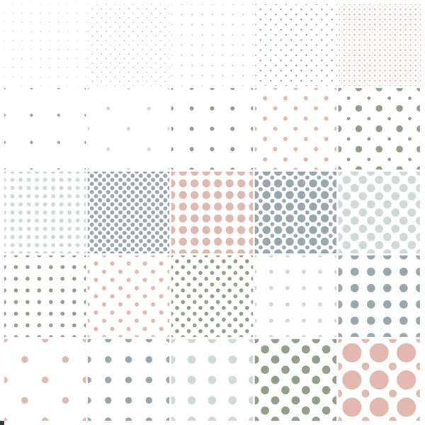 Kollektion weiß gepunkteter, nahtloser Muster - minimalistisches Design. Einfache zarte Farbtexturen - endlose Hintergründe. Modische Textildrucke — Stockvektor