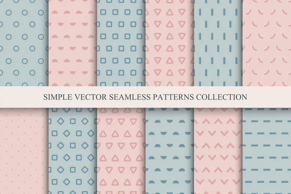 Kolekce vektorových jednoduchých vzorů - barevný jemný design. Nekonečné geometrické minimalistické zázemí — Stockový vektor