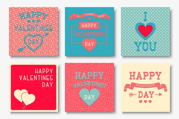 Güzel vektör koleksiyonu Sevgililer Günü kartları - klasik el yapımı tasarım. Harflerle ve dekoratif elementlerle yaratıcı şirin arka planlar