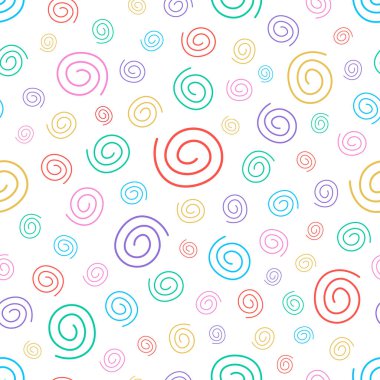 Vektör dikişsiz kıvırcık desen - renkli tasarım. Zeki çocuklar arka plan çiziyor. Sevimli tekstil sonu olmayan baskı