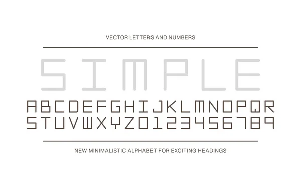Απλή κομψή γραμματοσειρά. Διανυσματικό Αγγλικό αλφάβητο. Ασυνήθιστα λατινικά γράμματα και αριθμοί. Γκρι σχέδιο — Διανυσματικό Αρχείο