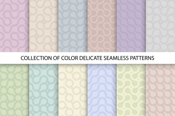 Collectie van vector naadloze kleurrijke gestreepte patronen. Trendy delicate textiel design. Curve stof achtergronden, eindeloze minimalistische prints — Stockvector