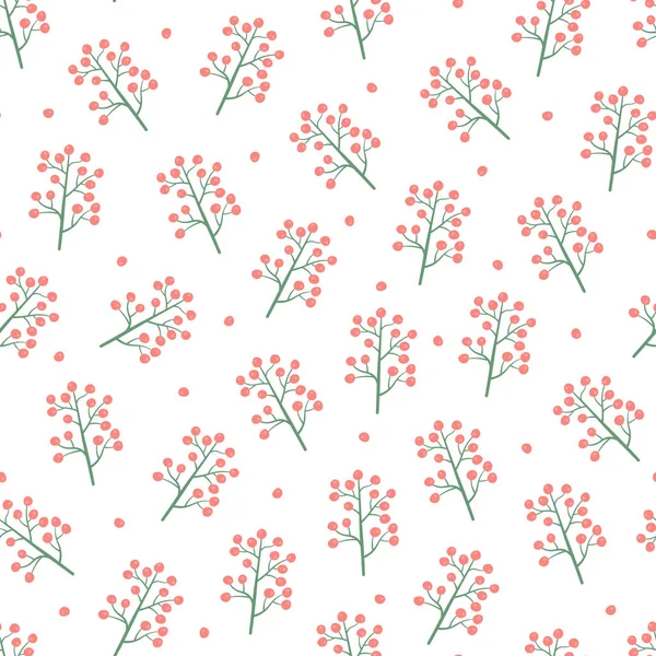 Renkli, dikişsiz çiçek desenli. Elle çizilmiş narin bir tasarım. Dalları olan tekrarlanabilir beyaz arka plan. Botanik bahar sonu olmayan baskısı. Vektör illüstrasyonu