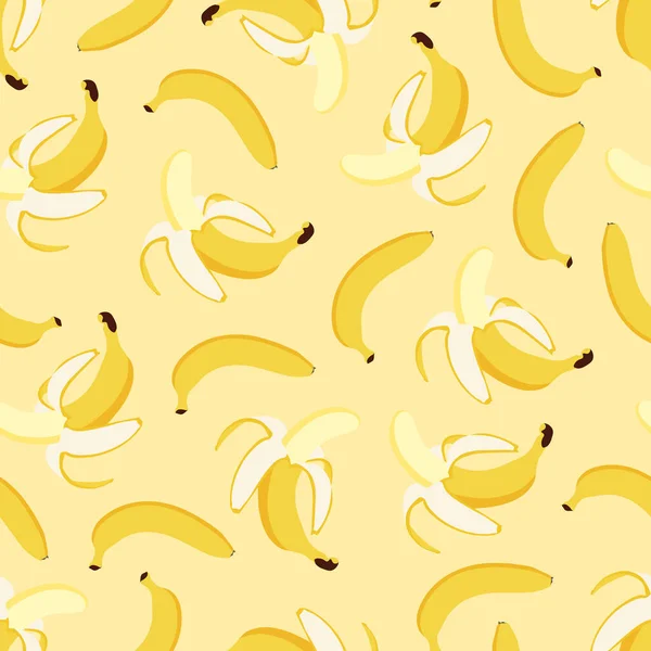 Kusursuz muz deseni, el yapımı tasarım. Moda yaz arkaplanı - parlak sarı kapak. Canlı meyve izi. Vektör illüstrasyonu