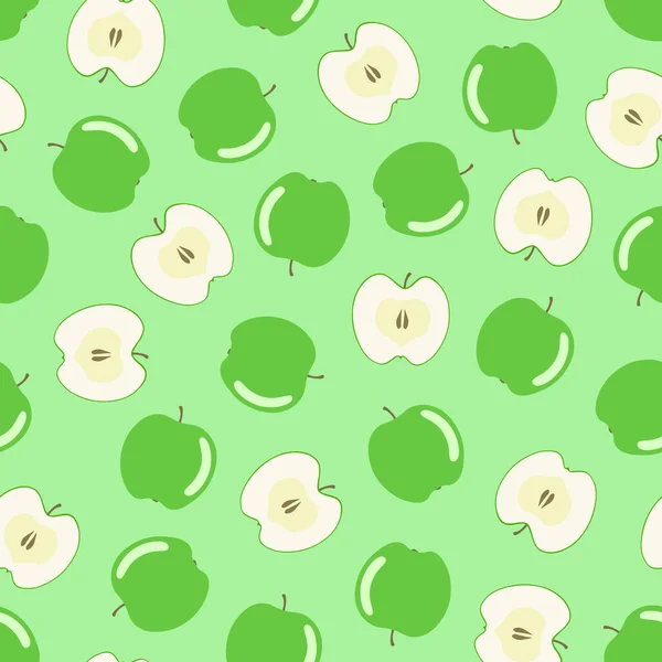Kusursuz elma deseni, elle çizilmiş tasarım. Moda yaz geçmişi - parlak yeşil kapak. Canlı meyve izi. Vektör illüstrasyonu