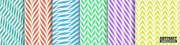 Collection of bright colorful seamless geometric abstract patterns. Fashion minimalistic endless prints. Repeatable unusual simple backgrounds — Stok Vektör