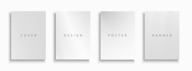 Beyaz ve gri yarım ton kapak koleksiyonu, şablonlar, arka planlar, pankartlar, broşürler, afişler, el ilanları vs. Soyut çizgili ve noktalı posterler. Dijital tasarım.