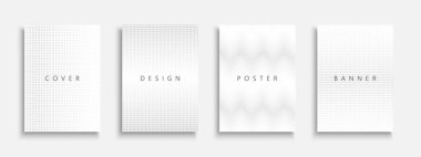Beyaz ve gri yarım ton kapak koleksiyonu, şablonlar, arka planlar, pankartlar, broşürler, afişler, el ilanları vs. Noktalı posterler, kartlar, sunumlar. Minimalist dijital tasarım.