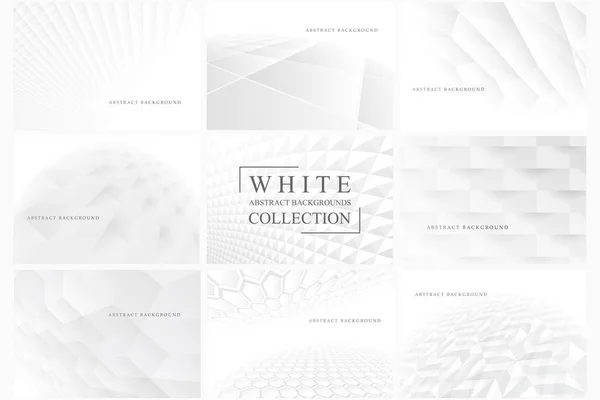 Collectie Van Abstracte Witte Grijze Geometrische Achtergronden Met Perspectief Modern — Stockvector