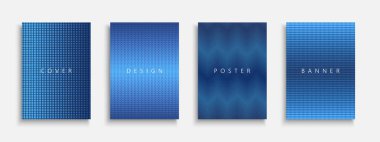 Mavi yarım ton kapakları, şablonlar, arka planlar, pankartlar, broşürler, afişler, el ilanları ve benzeri soyut minimalist noktalı posterler, kartlar, sunumlar. Dijital teknoloji tasarımı.