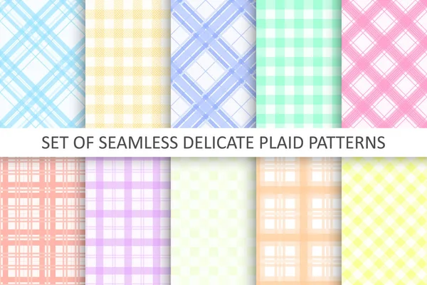 Collection Vector Seamless Textile Geometric Patterns Delicate Striped Textures Grid — Stock vektor