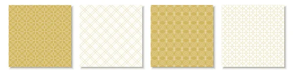 Set Vector Beige White Seamless Geometric Ornamental Patterns Tile Oriental — Stock vektor