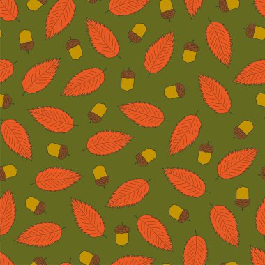 Renkli, pürüzsüz sonbahar deseni. El çizimi karalama tasarımı. Doğa sonsuz bağbozumu arka planı.