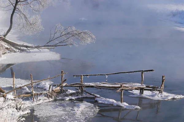Zai Nehrinin Soğuk Kış Manzarası — Stok fotoğraf