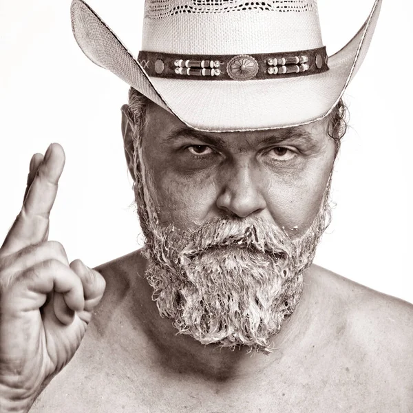 Retrato Vaquero Carismático Momento Teñir Estudio Barba — Foto de Stock
