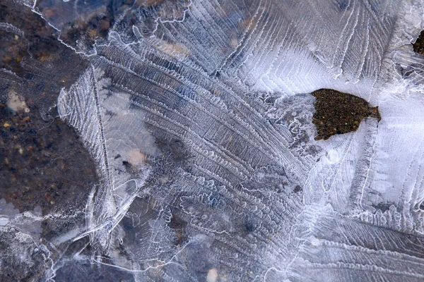 Макро Текстура Причудливый Лед Реке Зимой — стоковое фото