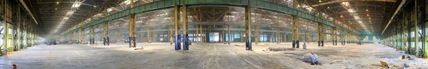 Panorama Intérieur Industriel Bâtiment Abandonné Travaux Réparation Sur Première Étape — Photo