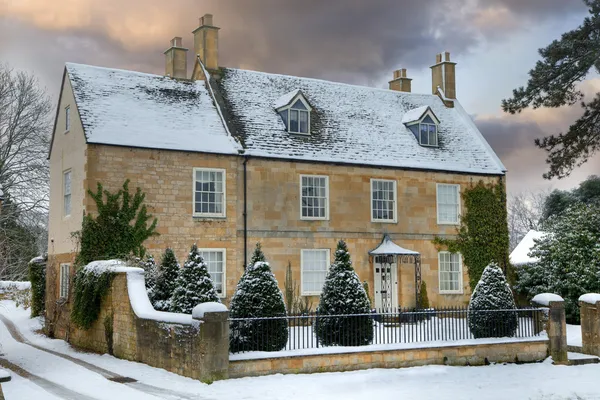Cotswold domu ze śniegu Obraz Stockowy