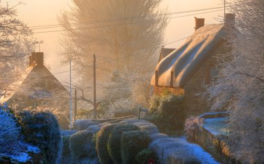 Ebrington village in winter, Cotswolds clipart
