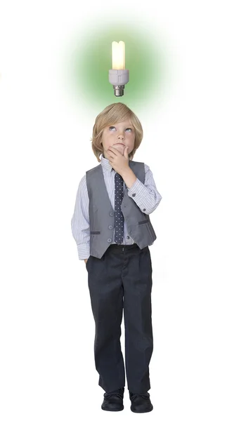 Boy businessman with idea — Stock Photo, Image