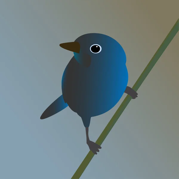Pássaro azul num galho. Ilustração vetorial — Vetor de Stock