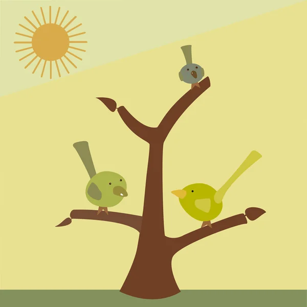 bir ağaç dalı vektör kuş