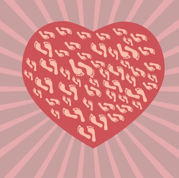 kalp ve ayak izleri. vektör çizim