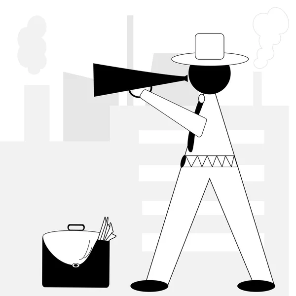 megafon ile kızgın bir patron. vektör