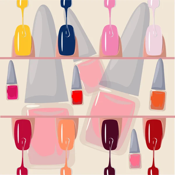 Set van veelkleurige nagellak borstels. vector — Stockvector