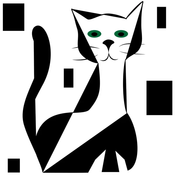 Siyah kedi silueti. Vektör illüstrasyonu.