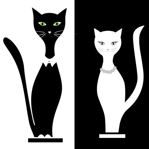 Gato chico y chica gato, amor, vector — Archivo Imágenes Vectoriales