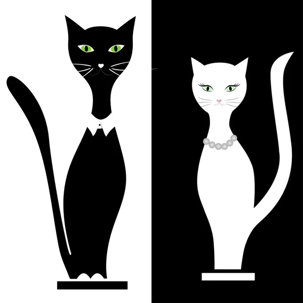 Αγόρι γάτας και κορίτσι γάτα, αγάπη, φορέας — Διανυσματικό Αρχείο