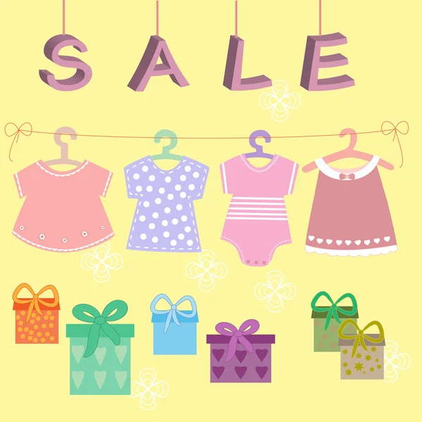 Bebês roupas crianças ícones coleção, venda —  Vetores de Stock