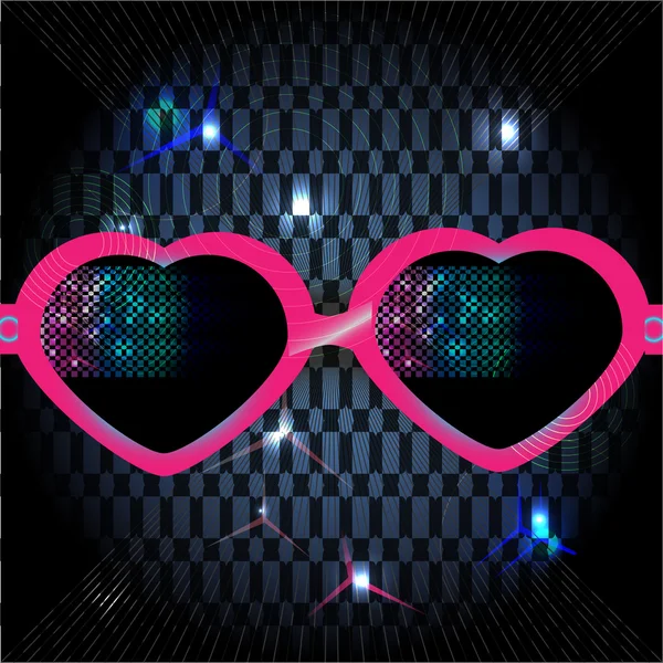 Gafas sobre fondo disco. vector — Vector de stock