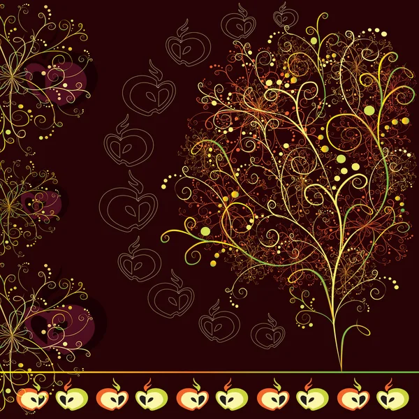 kart soyut stilize bir ağaç