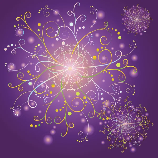 Feux d'artifice sur fond violet foncé — Image vectorielle